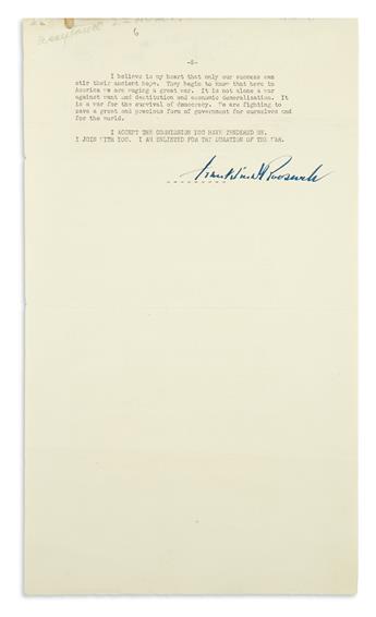 ROOSEVELT, FRANKLIN D. Typescript Signed, draft of the address accepting his second nomination for president,